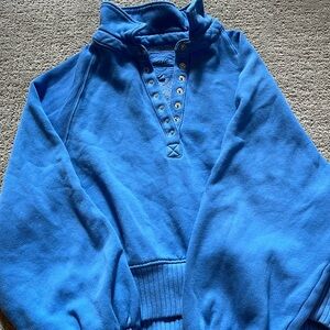 aerie blue button up sweatshirt size small